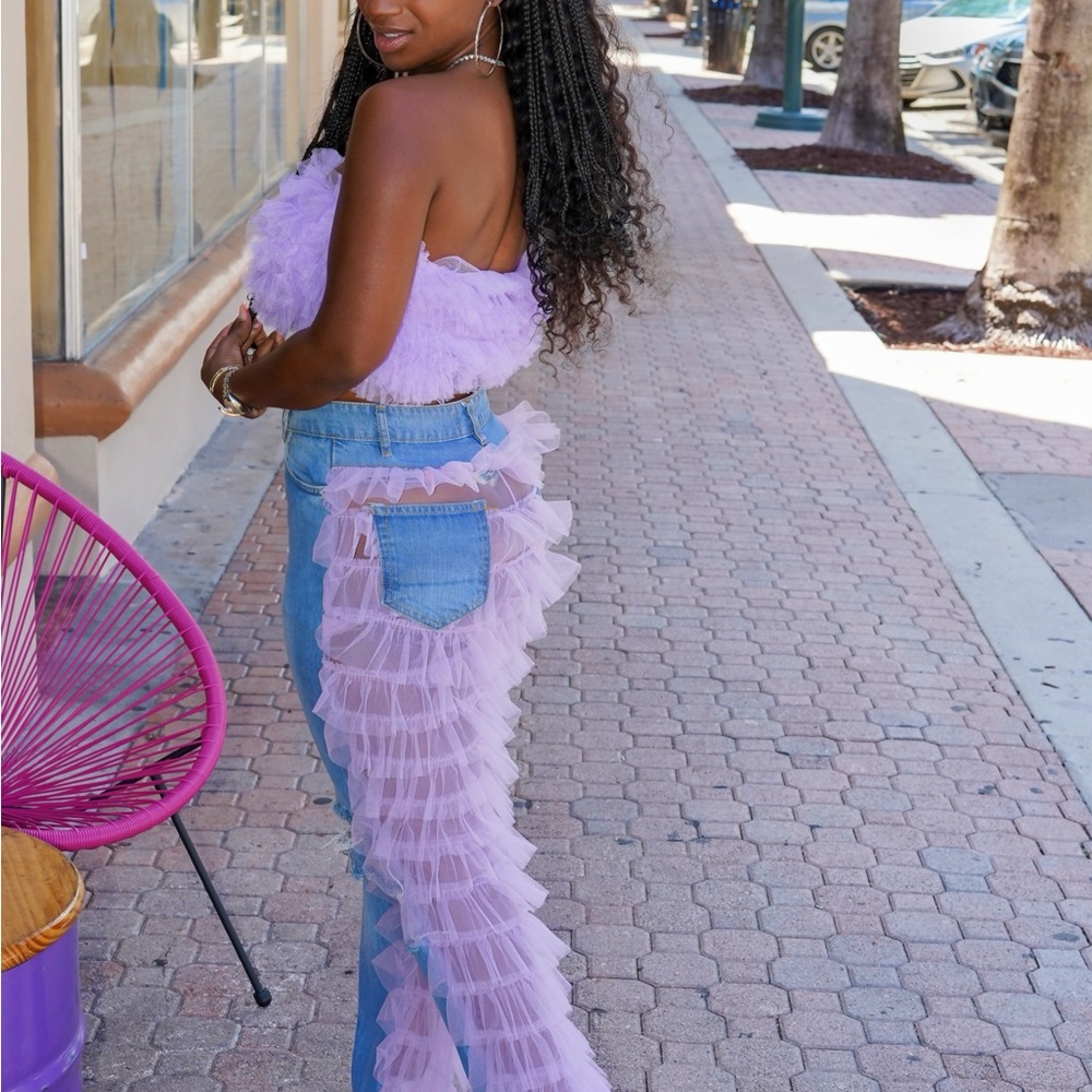Lavender Ruffle Statement Jeans - image 2